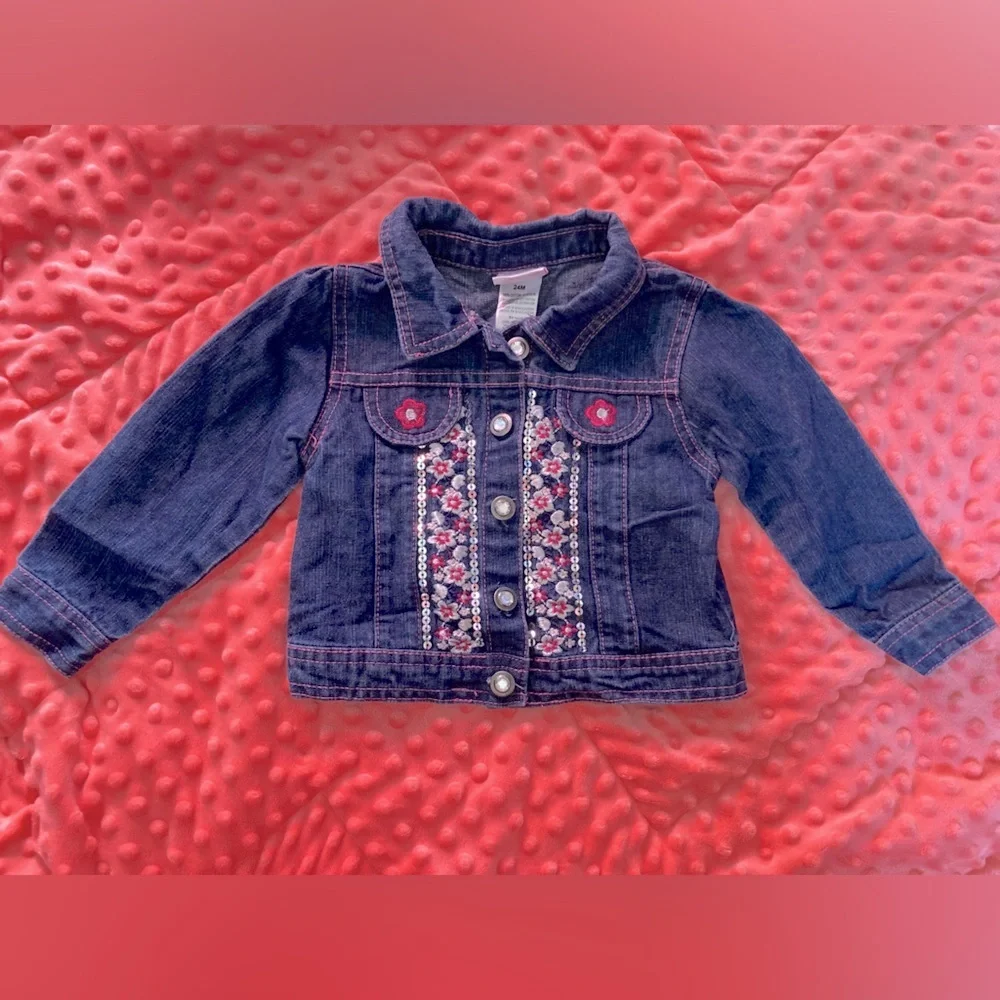 Flowered jean jacket